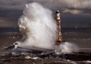 lighthouse in a storm